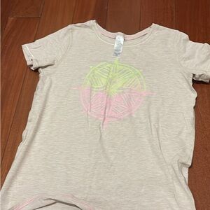 Ivivva Cream Tee with Pink and Green Compass Design